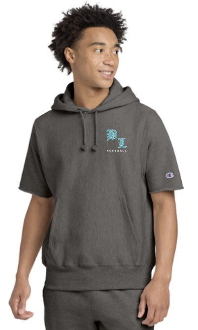 Load image into Gallery viewer, BL Softball Champion ® Reverse Weave ® Short Sleeve Hooded Sweatshirt