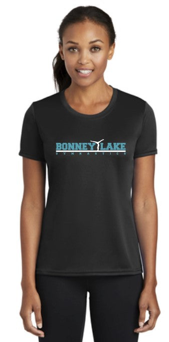Load image into Gallery viewer, Bonney Lake Gymnastics Ladies S/S Performance Tshirt
