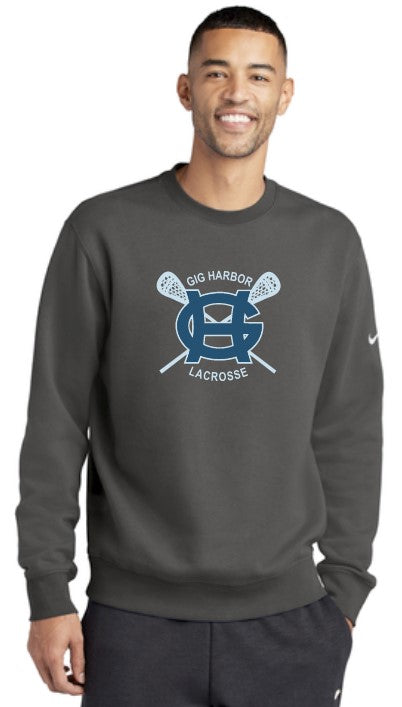 Load image into Gallery viewer, GH Lacrosse Nike Club Fleece Crewneck (Crossing Sticks Logo)