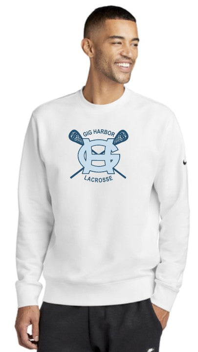 Load image into Gallery viewer, GH Lacrosse Nike Club Fleece Crewneck (Crossing Sticks Logo)