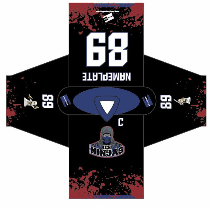 Load image into Gallery viewer, Ice Ninjas RHL Black Sublimation Hockey Jersey