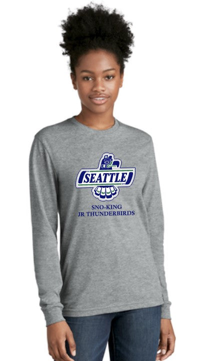 Load image into Gallery viewer, Sno-King Jr Thunderbirds Long Sleeve Cotton Blend Adult Tshirt