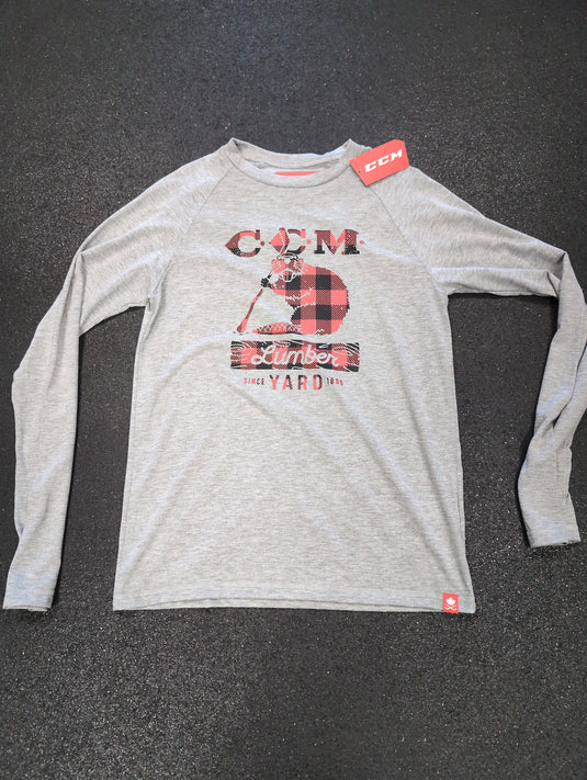New CCM Athletic Grey Beaver Lumber Yard Sr. Small Long Sleeve Shirt