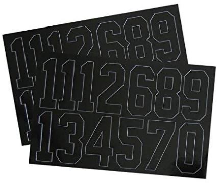 A&R Pro Series Black New Number Decals Hockey Helmet Acc.