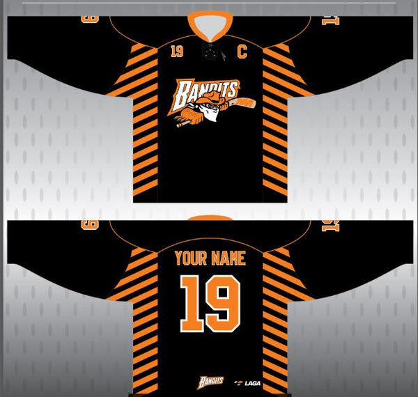 Black Orange Sublimated Custom Hockey Jerseys with Laces | YoungSpeeds