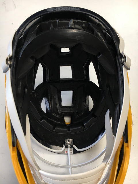 Load image into Gallery viewer, Used Cascade S Youth Small Navy/Yellow Lacrosse Helmet