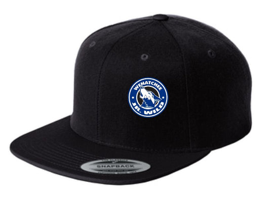 Wenatchee Jr Wild Yupoong Black Flat Bill Snapback Cap