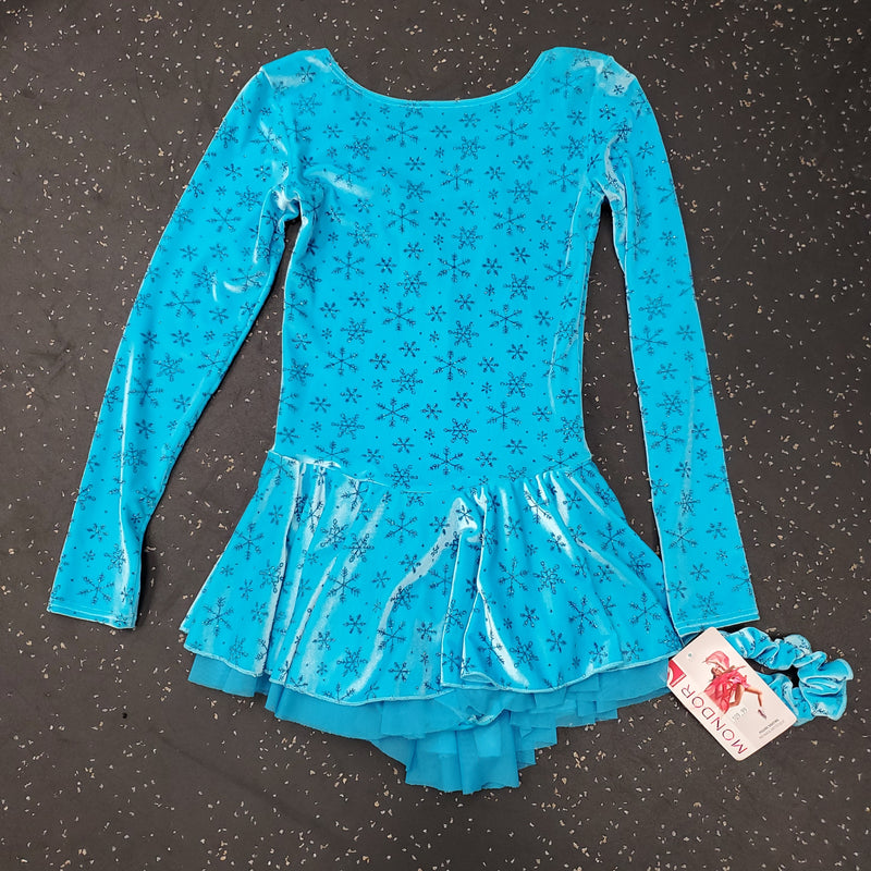 Load image into Gallery viewer, Mondor 2747 Blue Snowflakes Ladies Medium Figure Skate Dress
