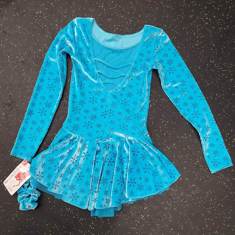 Load image into Gallery viewer, Mondor 2747 Blue Snowflakes Ladies Medium Figure Skate Dress
