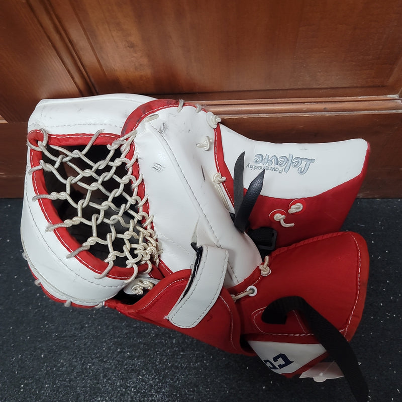 Load image into Gallery viewer, Used CCM Premier R1.9 White/Red/Blue Regular Goalie Glove
