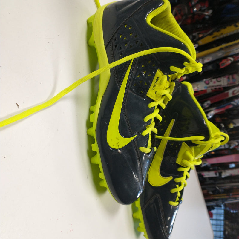 Load image into Gallery viewer, Nike Speed Lax Grey/Yellow Mens Size Specific 11.5 Used Lacrosse Cleats
