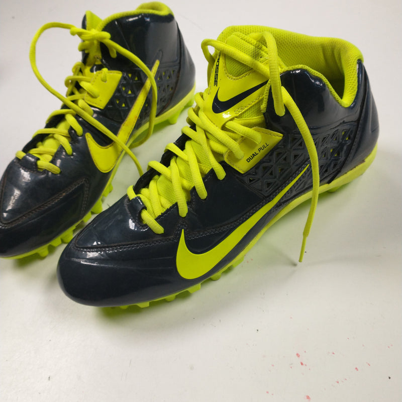 Load image into Gallery viewer, Nike Speed Lax Grey/Yellow Mens Size Specific 11.5 Used Lacrosse Cleats
