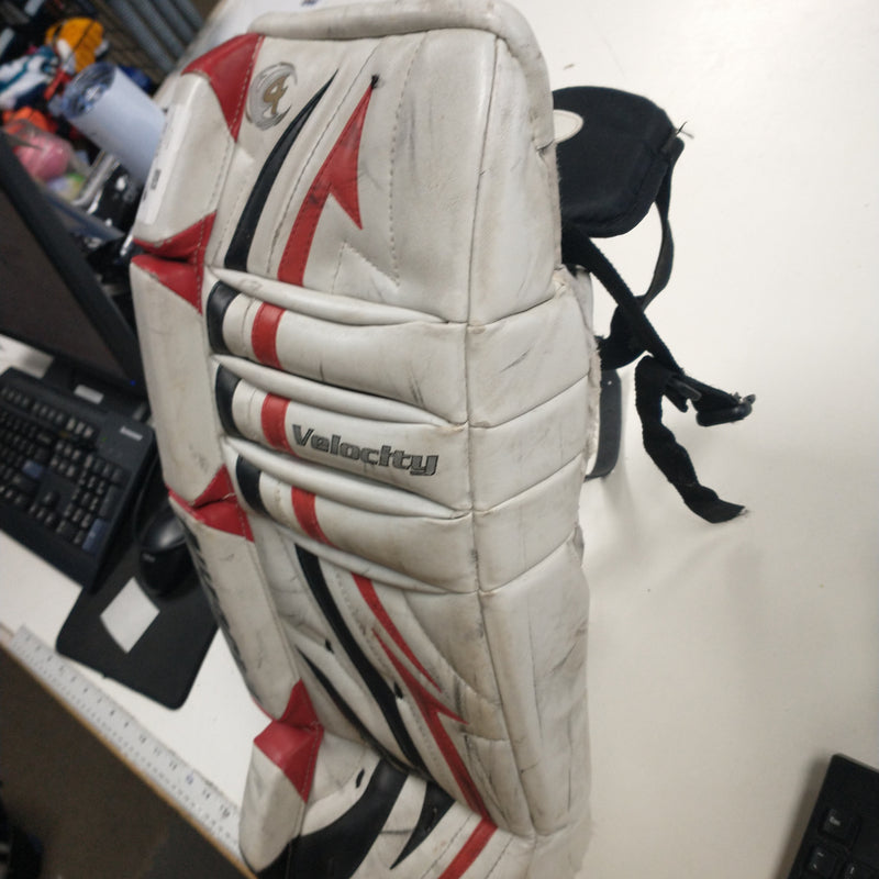 Load image into Gallery viewer, Used Vaughn Velocity V4 Goalie Pads 24&quot;+1 White/Black/Red
