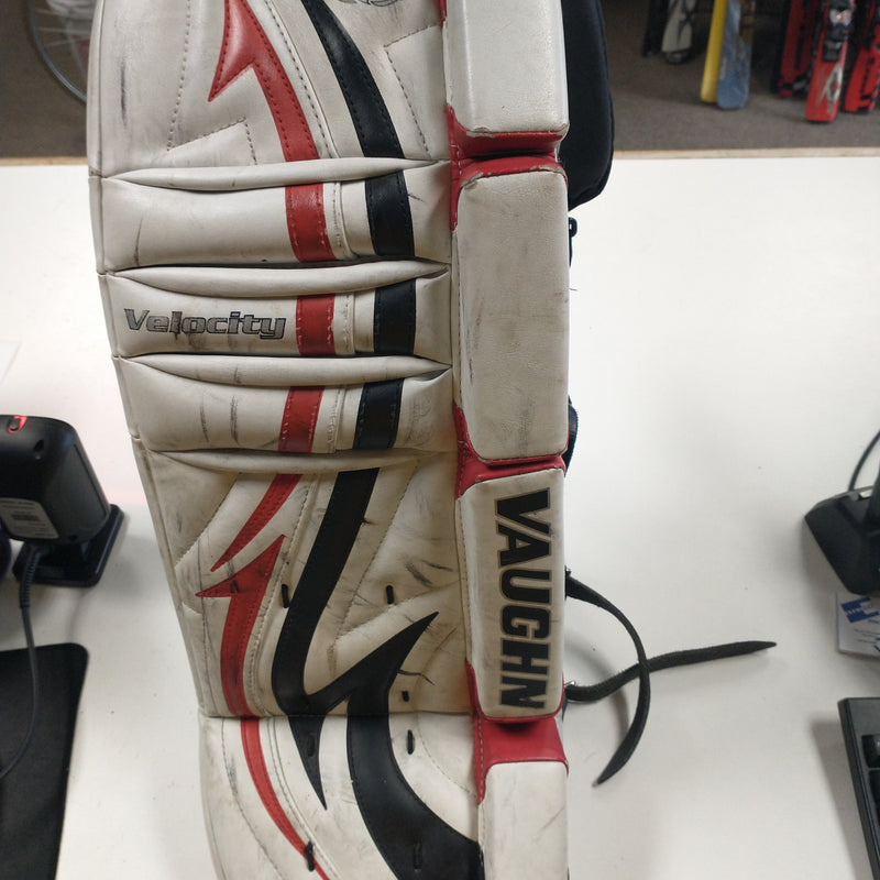 Load image into Gallery viewer, Used Vaughn Velocity V4 Goalie Pads 24&quot;+1 White/Black/Red
