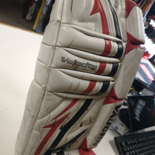 Used Vaughn Velocity V4 Goalie Pads 24"+1 White/Black/Red