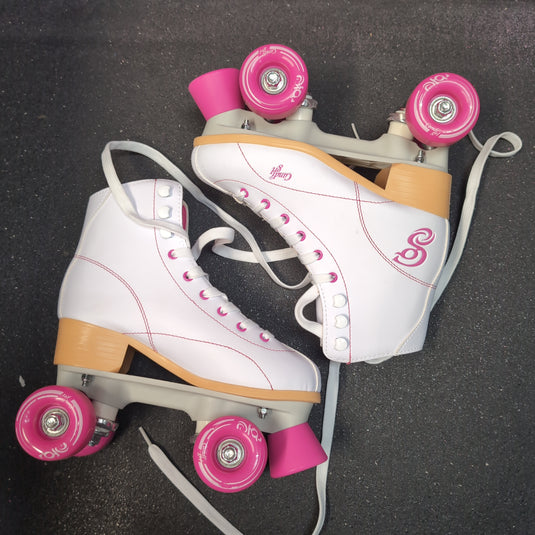 New Candi Grl Sabina White Silver 5 58mm Womens 5 Derby Skates Complete