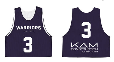 Warriors Reversible Purple/White Lacrosse Pinnie w/ Number