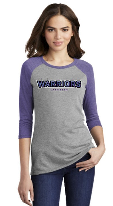 Warriors Lacrosse Women's Tri 3/4 Sleeve Tshirt