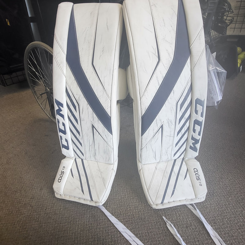 Load image into Gallery viewer, Used CCM Axis 1.9 goalie leg pads size senior 34" + 1"
