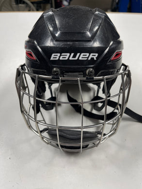 Used Bauer IMS 7.0 hockey helmet combo Black w/red inserts