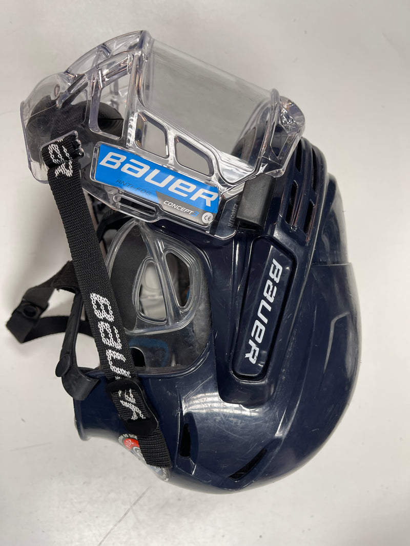 Load image into Gallery viewer, Used Navy Bauer 7500 Small Hockey Helmet Combo W/Full Face Visor
