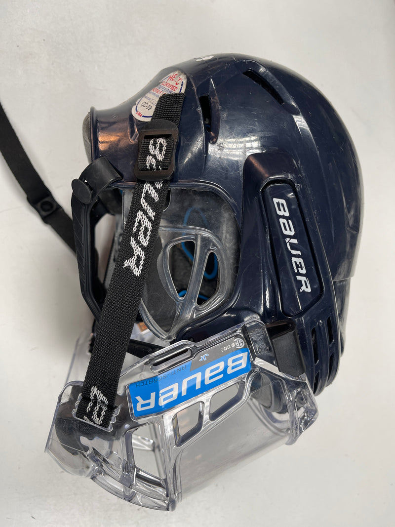 Load image into Gallery viewer, Used Navy Bauer 7500 Small Hockey Helmet Combo W/Full Face Visor
