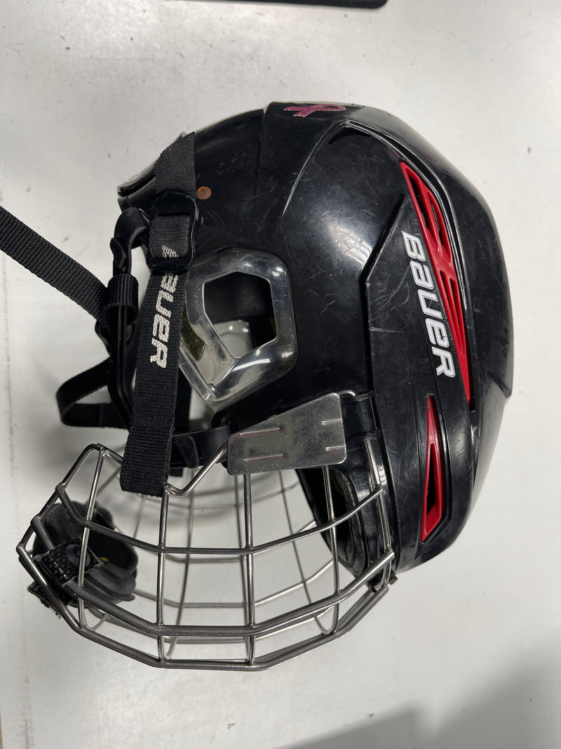 Load image into Gallery viewer, Used Bauer IMS 7.0 hockey helmet combo Black w/red inserts
