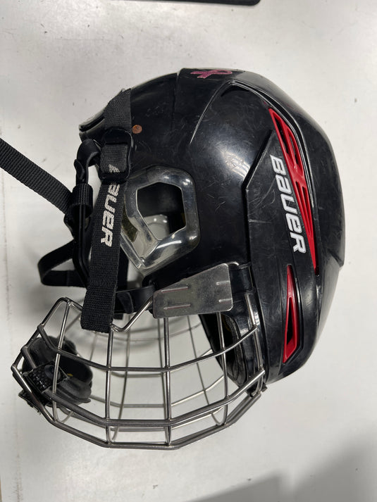 Used Bauer IMS 7.0 hockey helmet combo Black w/red inserts