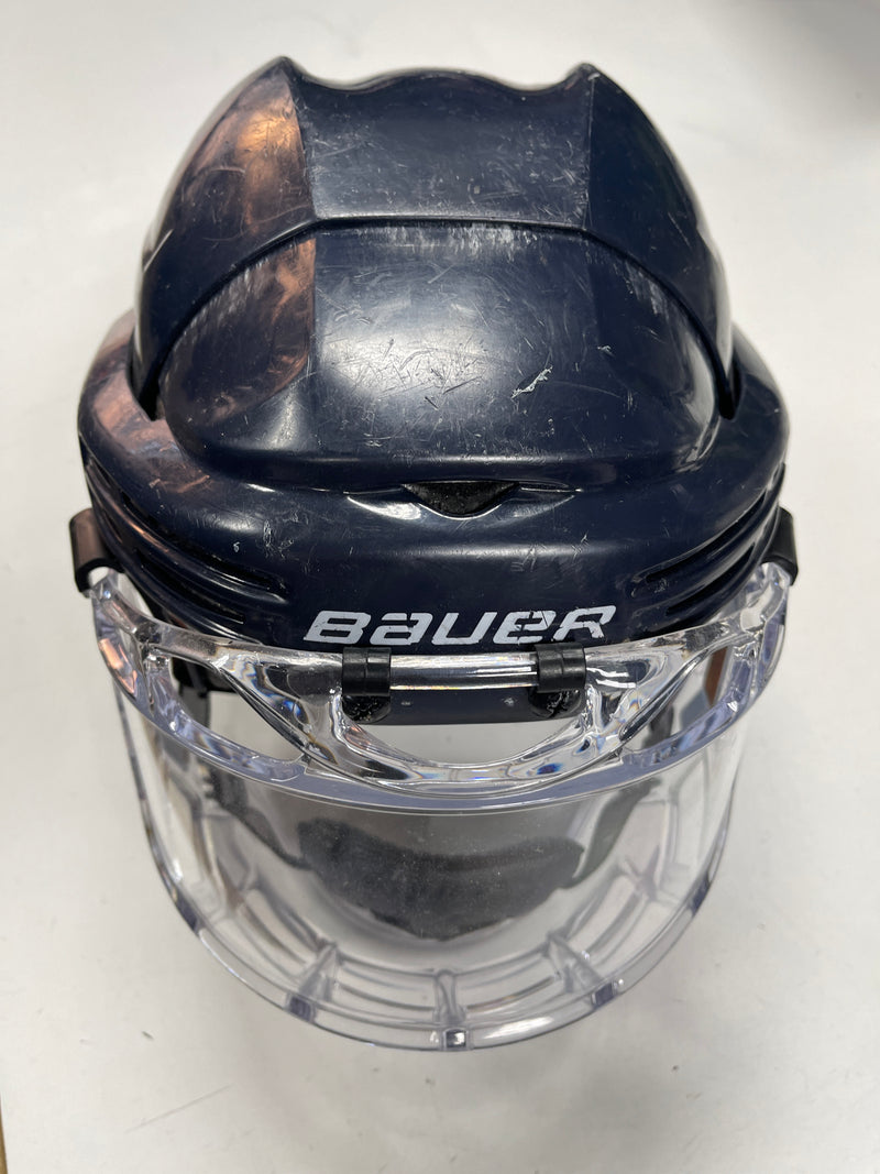 Load image into Gallery viewer, Used Navy Bauer 7500 Small Hockey Helmet Combo W/Full Face Visor
