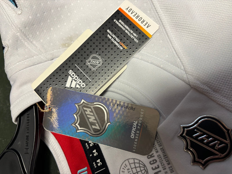 Load image into Gallery viewer, Used W/Tags Adidas Seattle Kraken Size 54 Away Hockey Jersey
