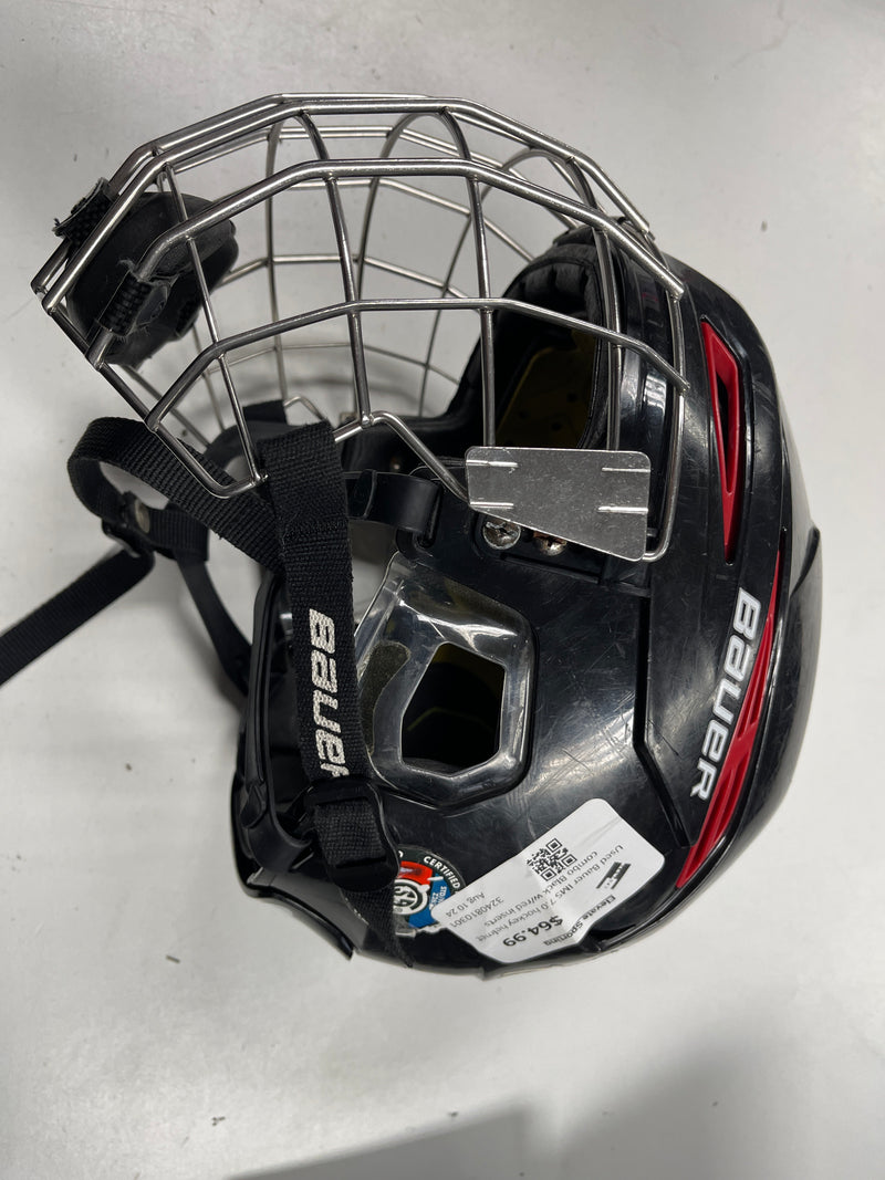 Load image into Gallery viewer, Used Bauer IMS 7.0 hockey helmet combo Black w/red inserts
