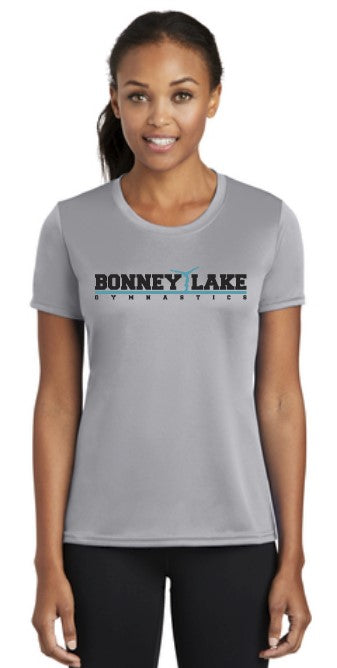 Load image into Gallery viewer, Bonney Lake Gymnastics Ladies S/S Performance Tshirt
