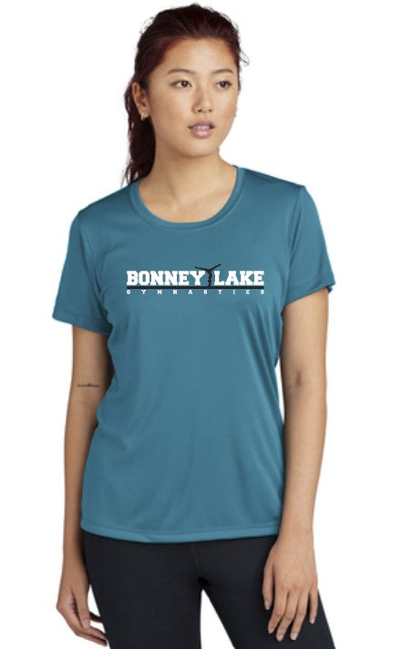 Load image into Gallery viewer, Bonney Lake Gymnastics Ladies S/S Performance Tshirt
