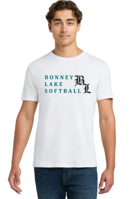 Load image into Gallery viewer, Bonney Lake Softball Softstyle Cotton Adult Tshirt (BL Logo)
