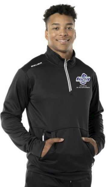Load image into Gallery viewer, Sno-King Jr Thunderbirds Adult Bauer Fleece  Black 1/2 Zip Pullover
