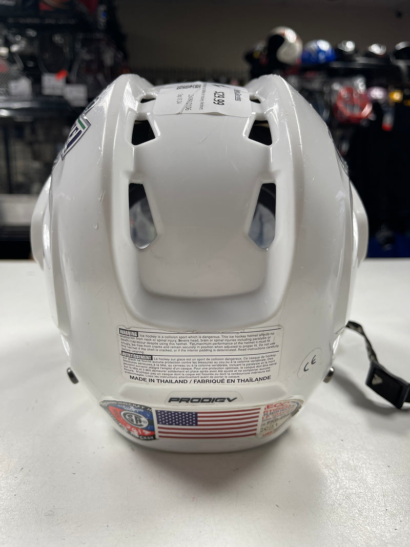 Load image into Gallery viewer, Used Bauer Prodigy Youth White Ice Hockey Helmet
