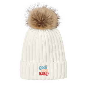 Femininomenons Embroidered Logo Faux Fur Pom Beanie