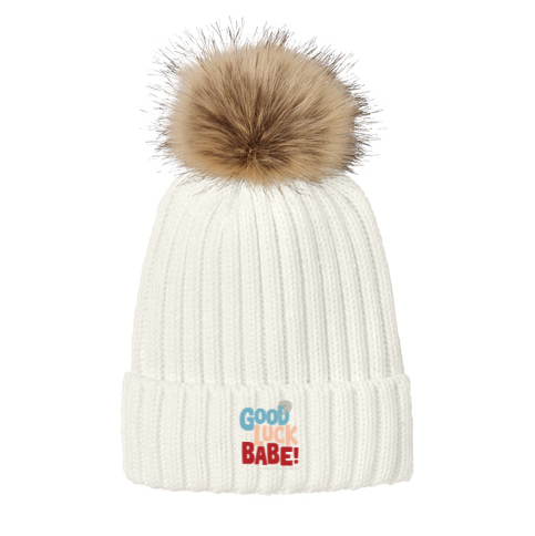 Femininomenons Embroidered Logo Faux Fur Pom Beanie