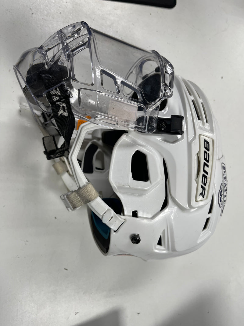 Load image into Gallery viewer, Used Bauer Prodigy Youth White Ice Hockey Helmet
