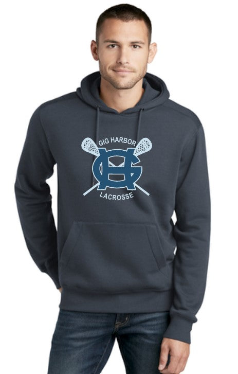 Load image into Gallery viewer, GH Lacrosse Perfect Weight Hoodie (Crossing Sticks Logo)
