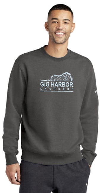 GH Lacrosse Nike Club Fleece Crewneck (Side Stick Logo)