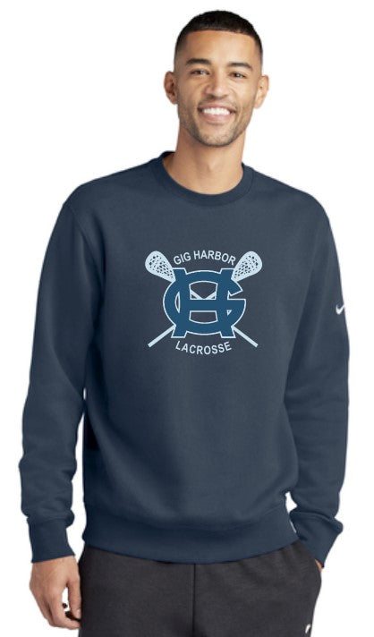 GH Lacrosse Nike Club Fleece Crewneck (Crossing Sticks Logo)