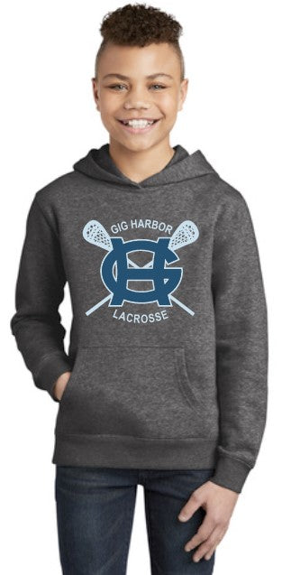 Load image into Gallery viewer, GH Lacrosse Youth Fleece Hoodie (Cross Sticks Logo)
