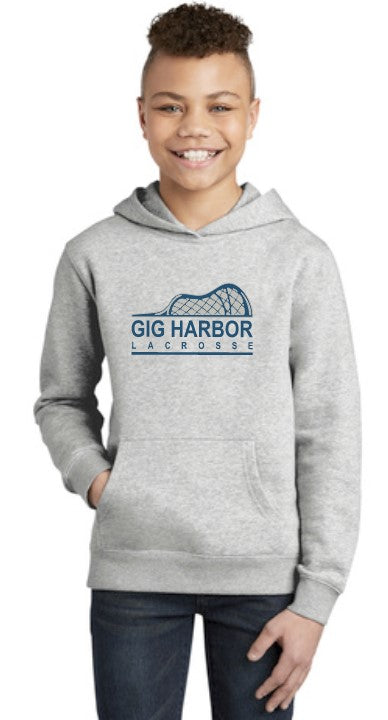 Load image into Gallery viewer, GH Lacrosse Youth Fleece Hoodie (Side Stick Logo)
