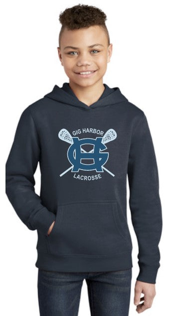 Load image into Gallery viewer, GH Lacrosse Youth Fleece Hoodie (Cross Sticks Logo)
