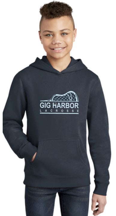 Load image into Gallery viewer, GH Lacrosse Youth Fleece Hoodie (Side Stick Logo)
