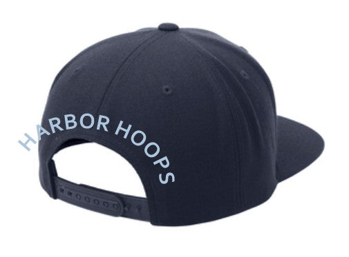 Load image into Gallery viewer, Harbor Hoops Navy Flat Bill Snapback Cap
