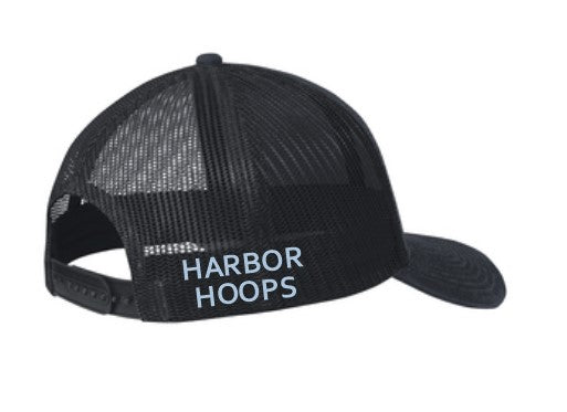 Load image into Gallery viewer, Harbor Hoops Navy Snapback Trucker Cap
