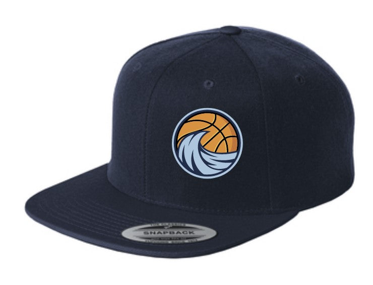 Load image into Gallery viewer, Harbor Hoops Navy Flat Bill Snapback Cap
