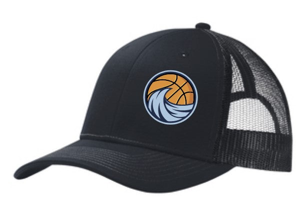 Load image into Gallery viewer, Harbor Hoops Navy Snapback Trucker Cap
